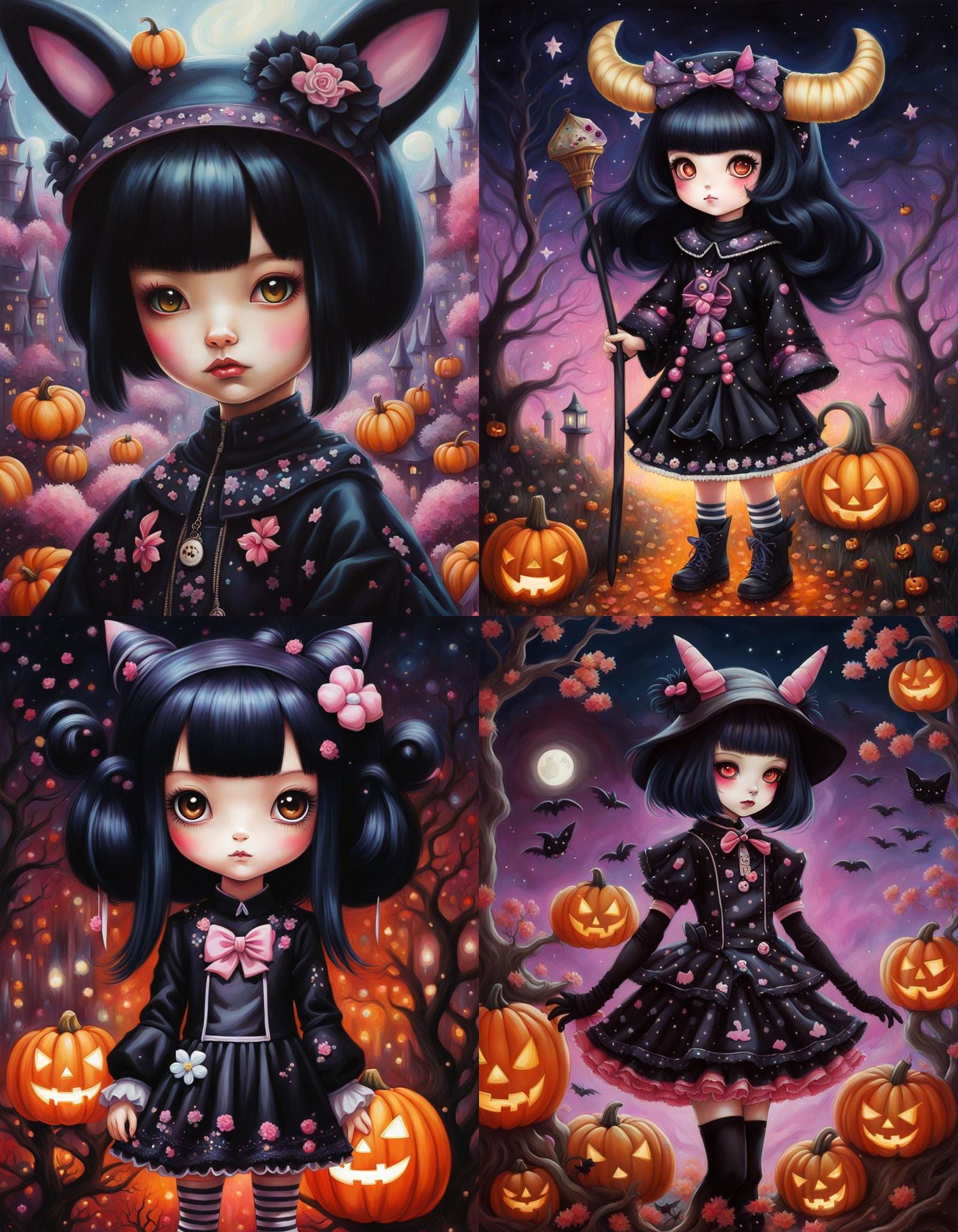 Girl as Kuromi in Pop Surrealist Shoujo Portrait