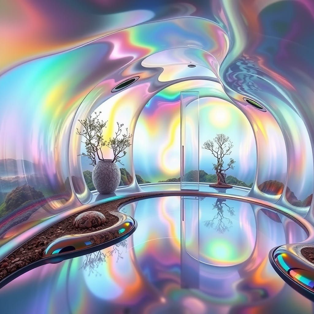 Surreal Glass House Dissolves into Rainbow Hues