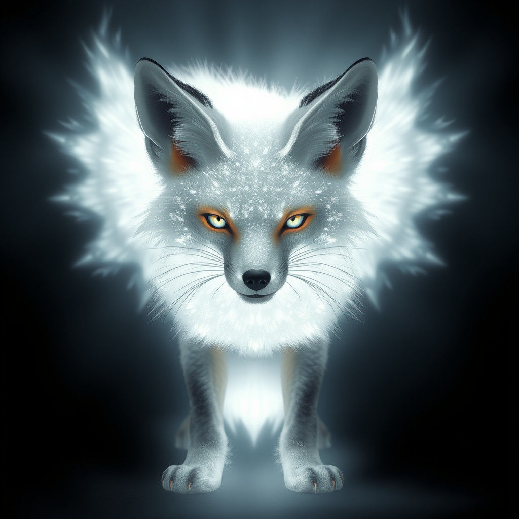 Bioluminescent Fox Made of Light in Ethereal Style