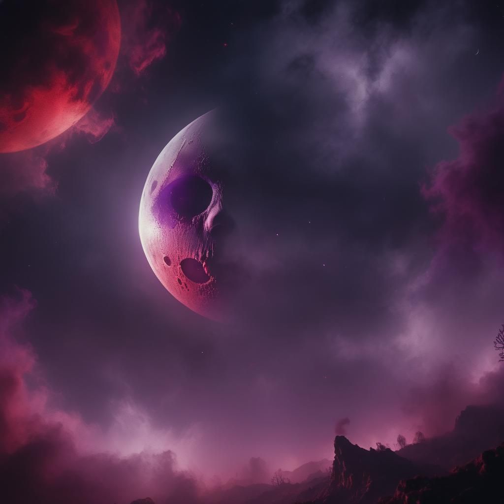 Ethereal Horror: Galactic Moon in Cinematic Style
