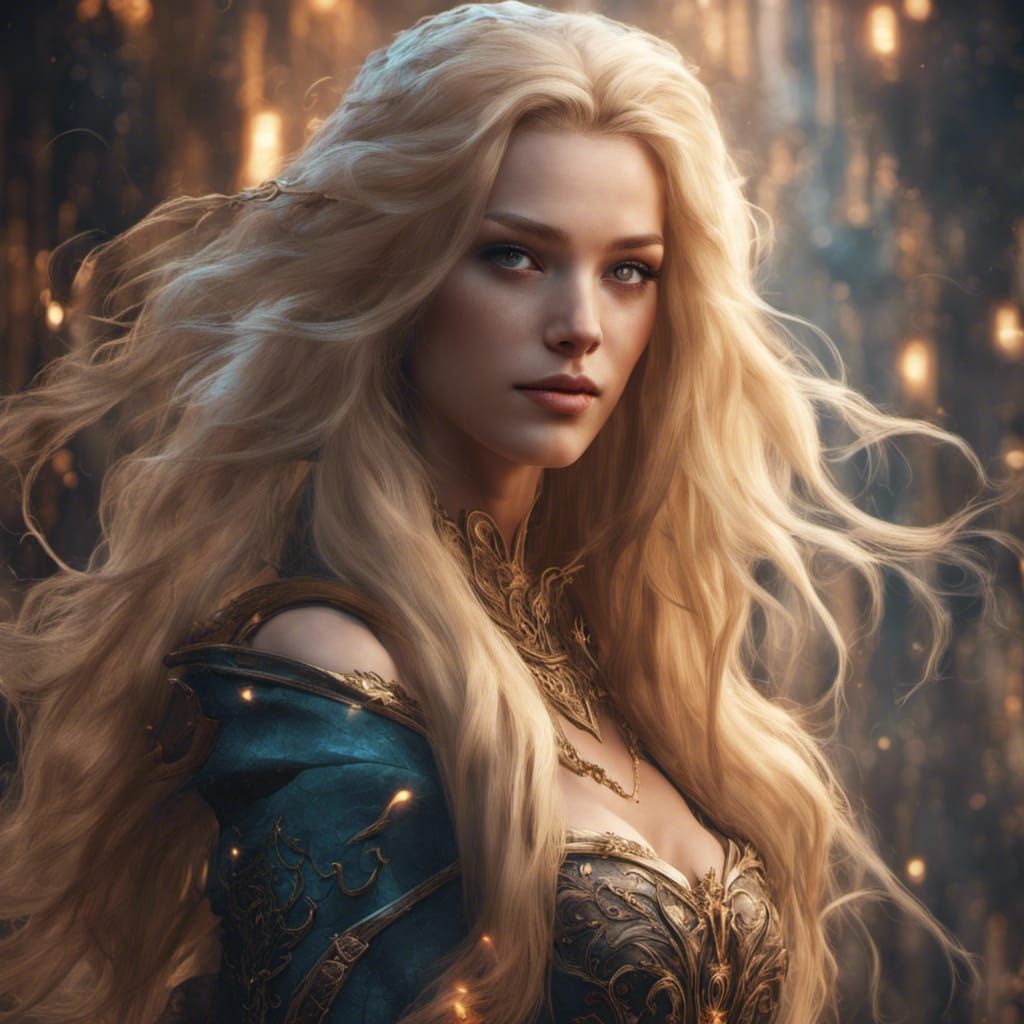 Magical Blonde Portrait in Detailed Matte Painting
