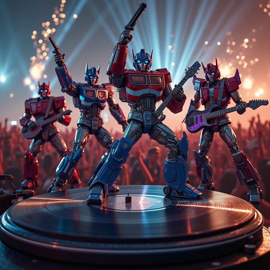 Transformers Rock Band in Futuristic Concert Scene