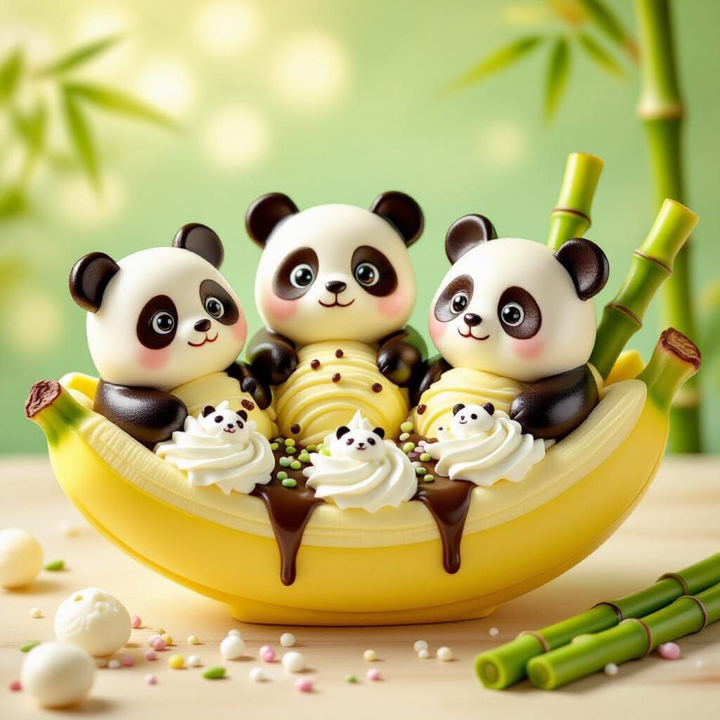 Adorable Panda Banana Split Dessert Masterpiece