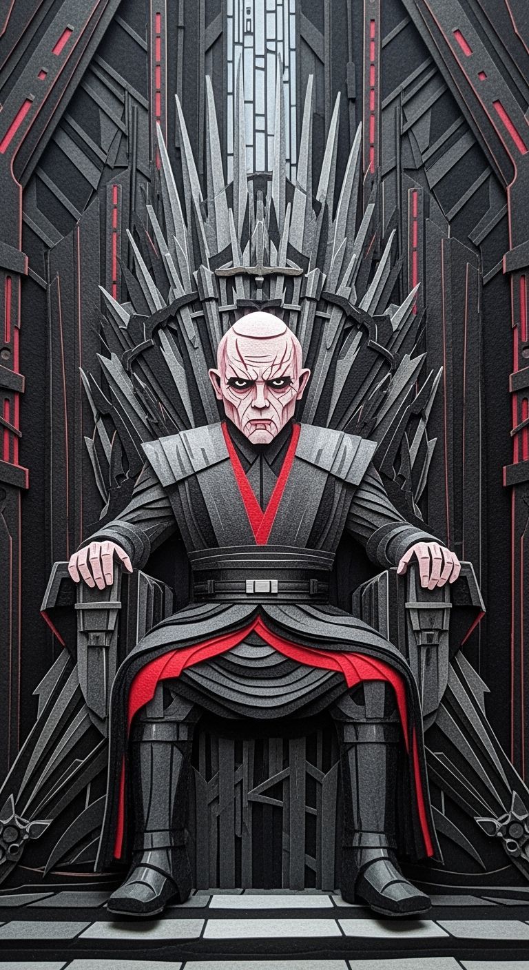 Menacing Felt Collage: Supreme Leader Snoke on Throne