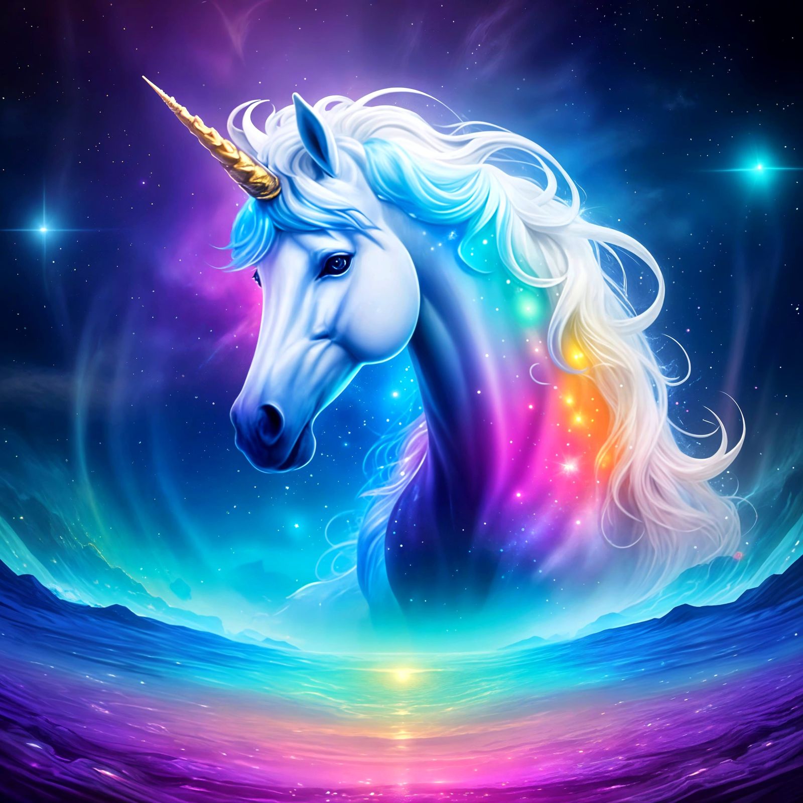 Radiant Cosmic Unicorn Shines Bright in Astral Landscape