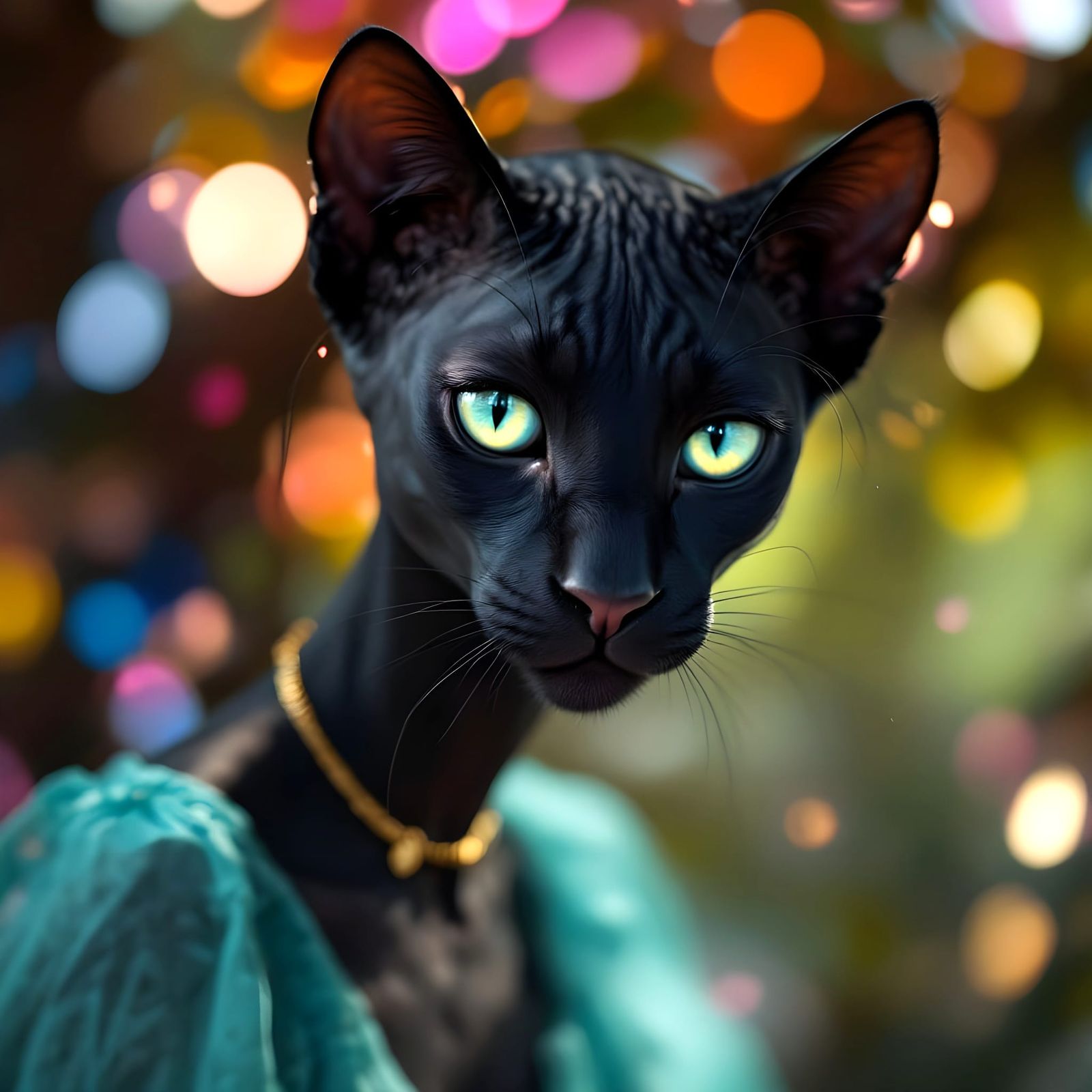 Surreal Portrait of a Black Panther Woman in Ethereal Glow