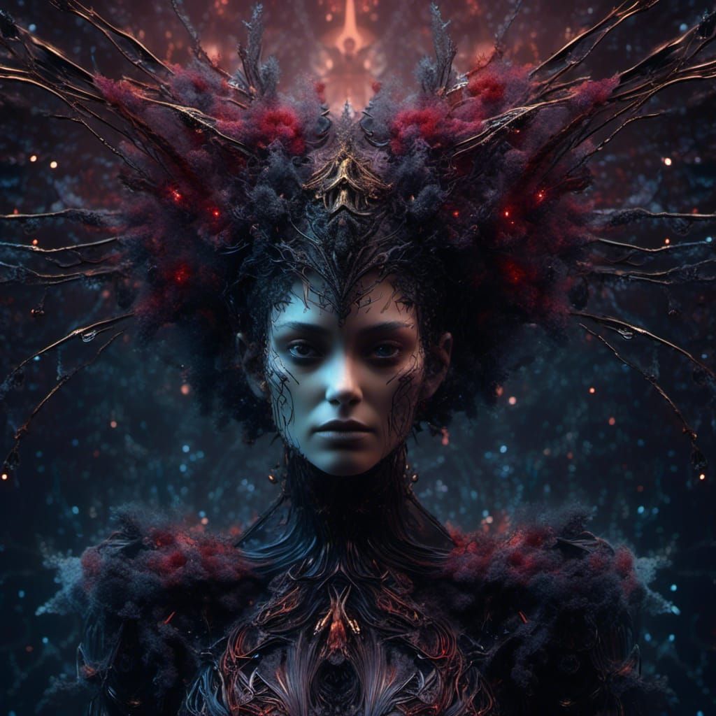 Holographic Crystal Fairy in Surrealist X-Ray Style