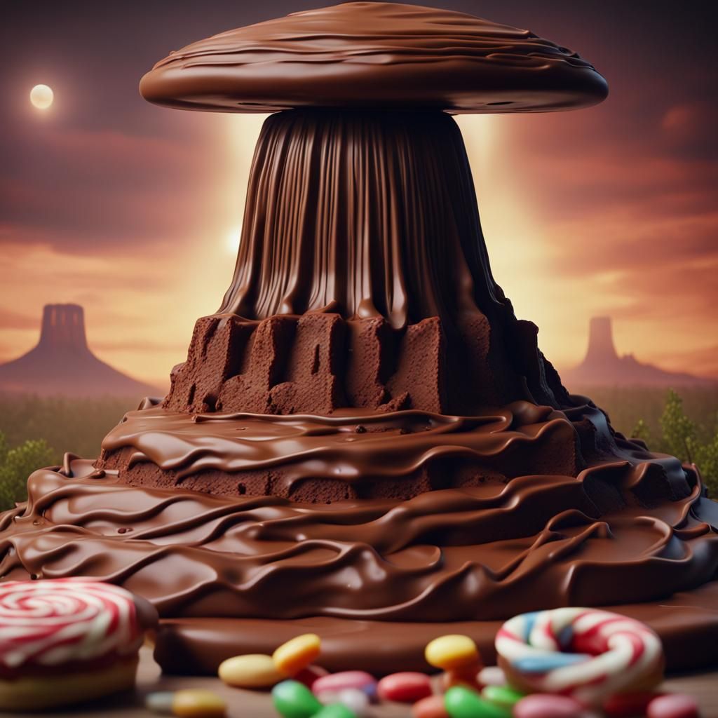 Hyperrealistic Chocolate Devil's Tower Cake with UFO