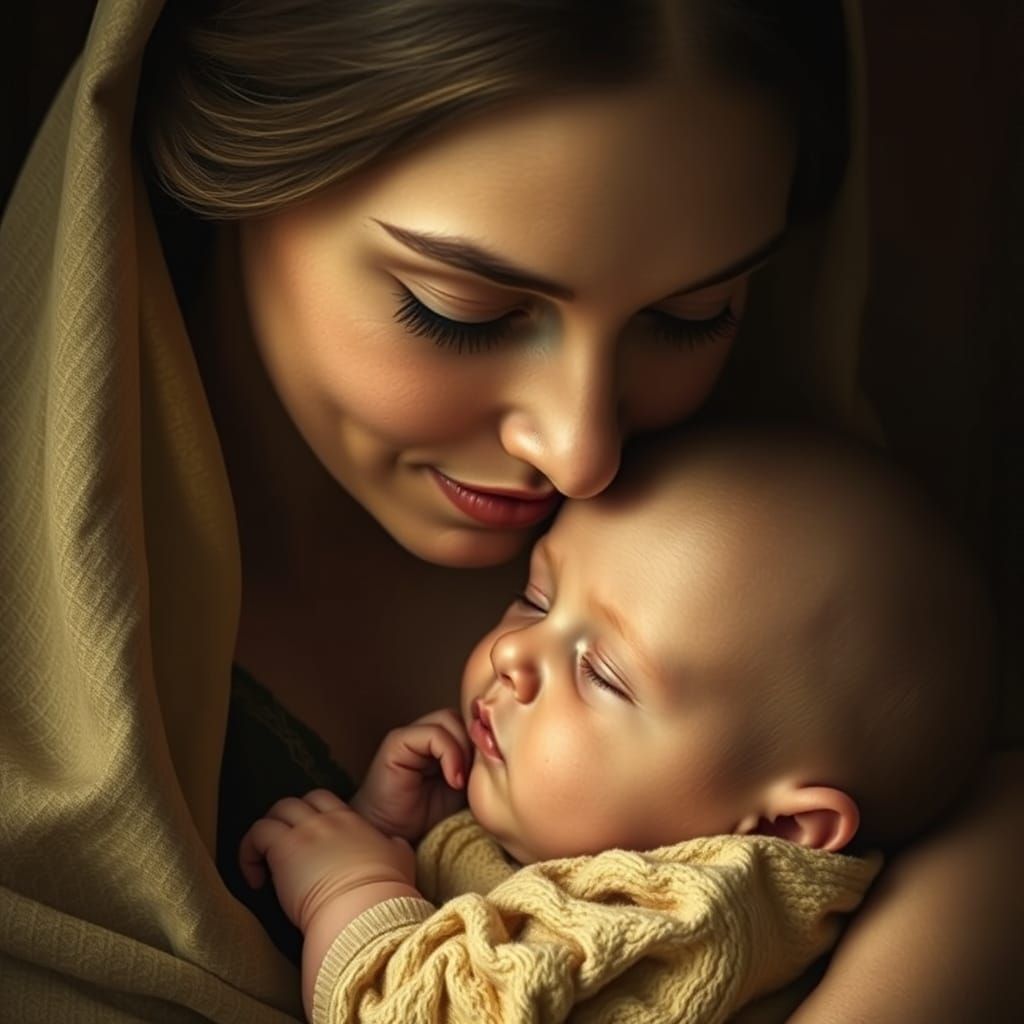 A Mother's Unconditional Love: Renaissance-Inspired Portrait