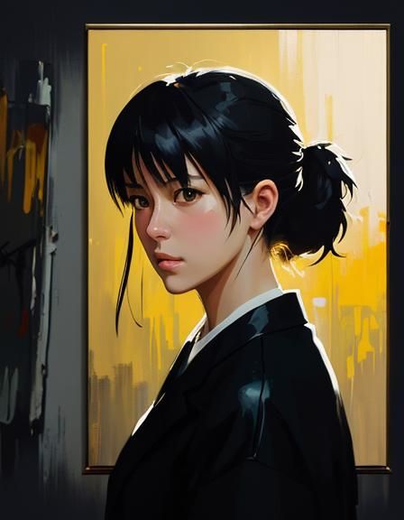 Oil painting of a pretty lady