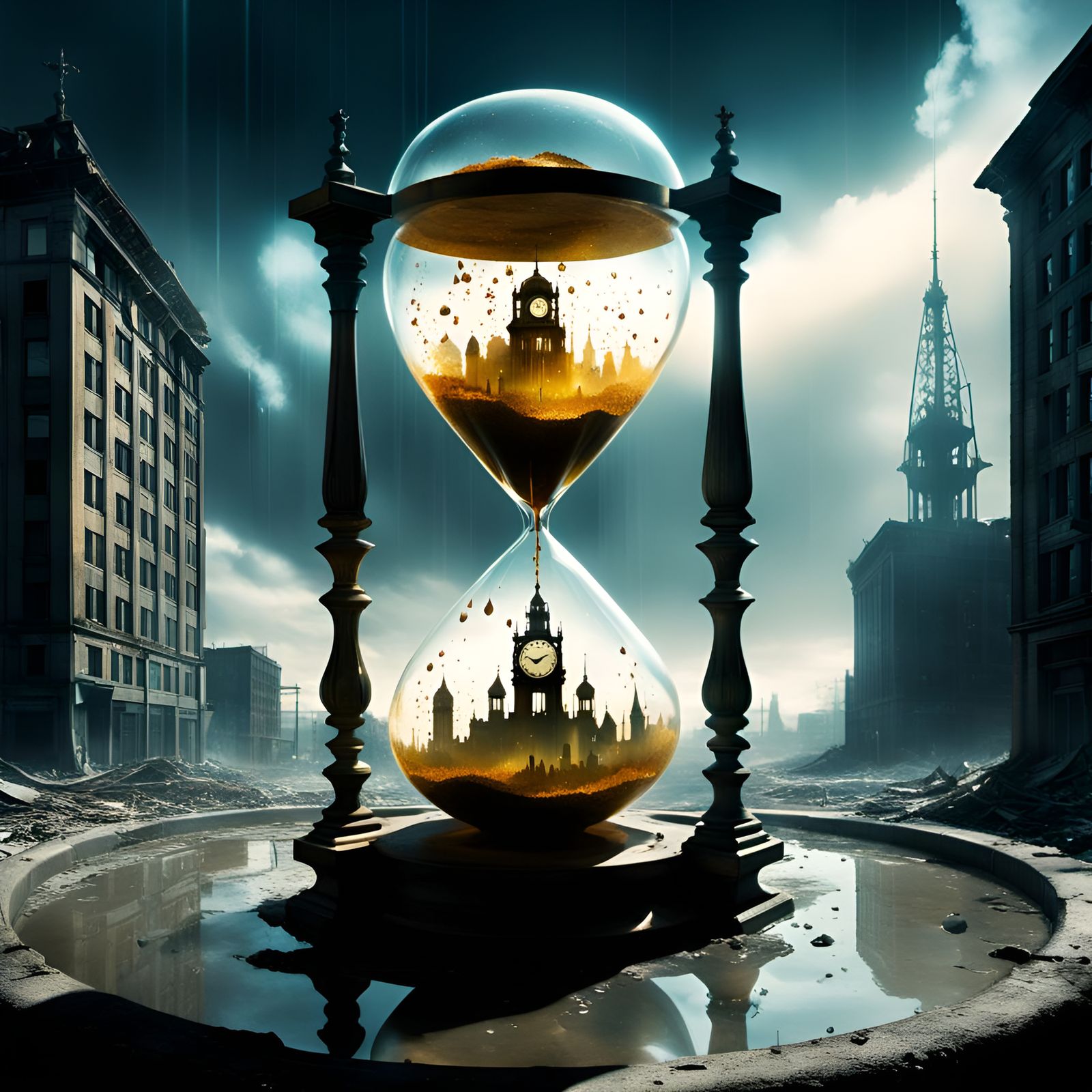 Time Illusion: Hourglass and Abandoned City