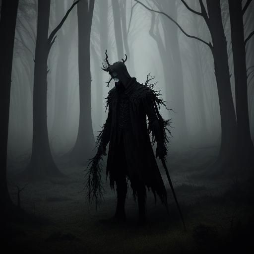 Zombie in Foggy Forest: Gothic Dark Fantasy