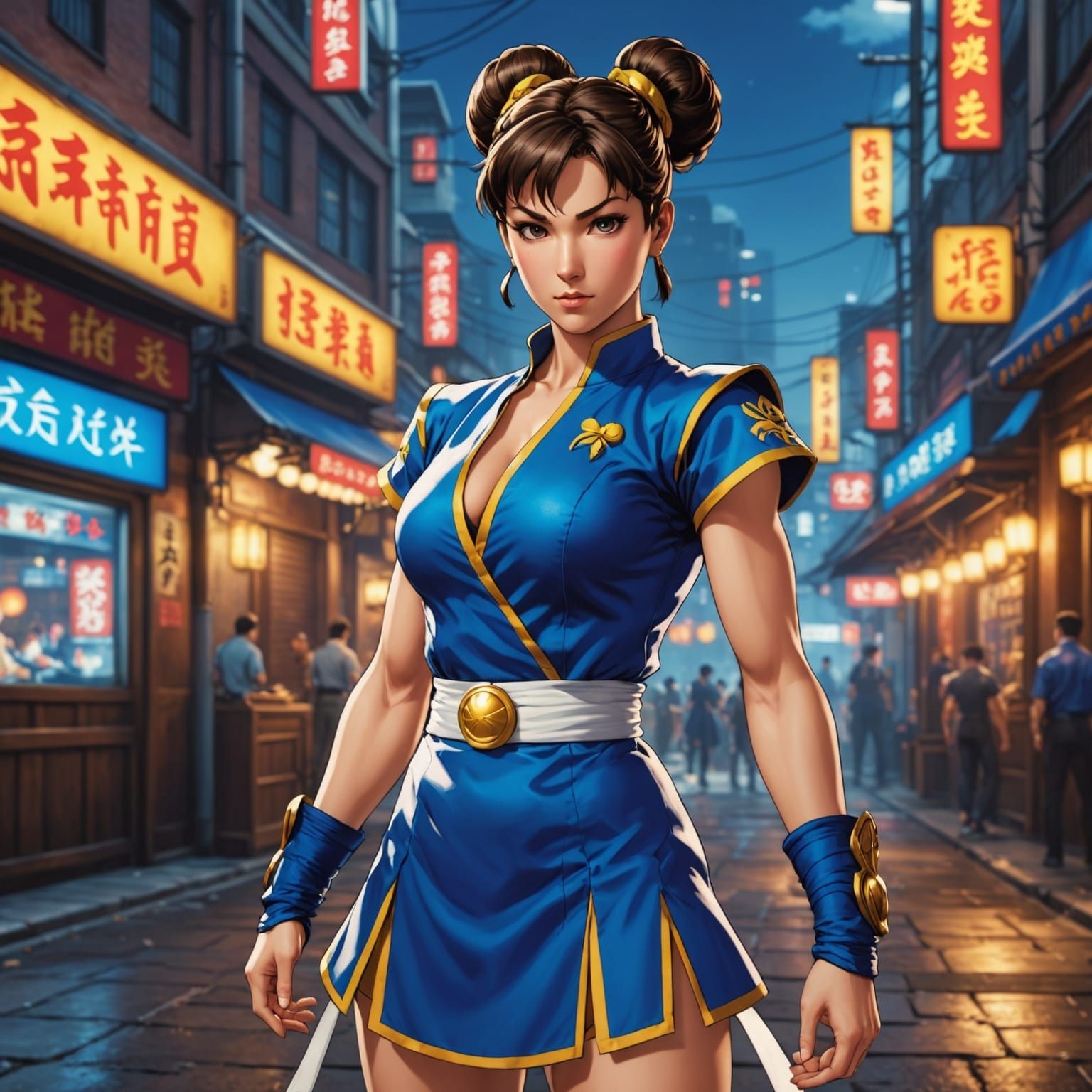 Anime Chun-Li with Shining Background in 8k