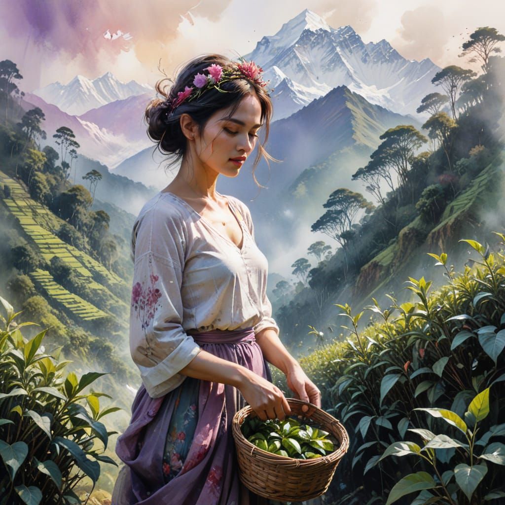 Dawn in Darjeeling's Emerald Tea Plantations