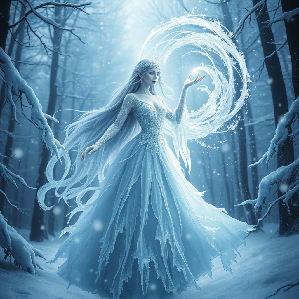 Ethereal Frost Enchantress in Winter Wonderland
