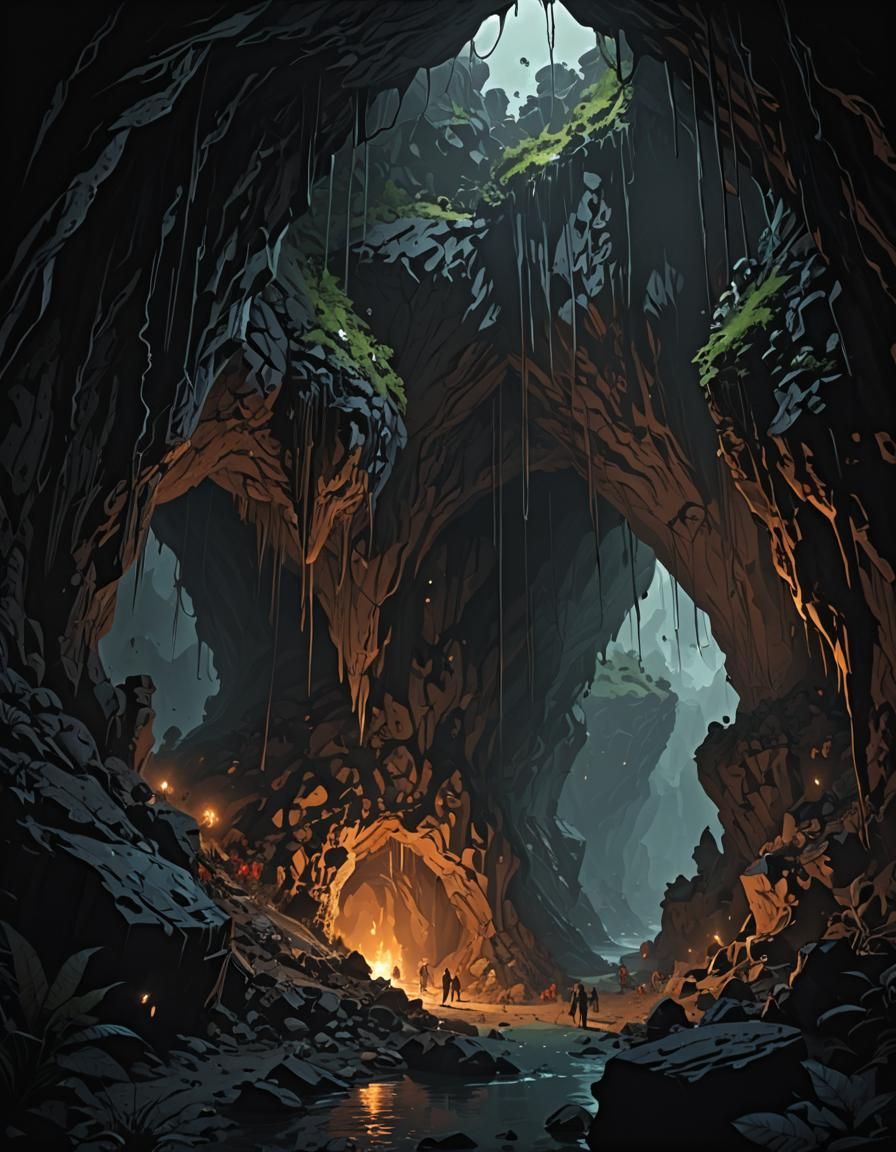 Subterranean Cave System Filled with Darkness