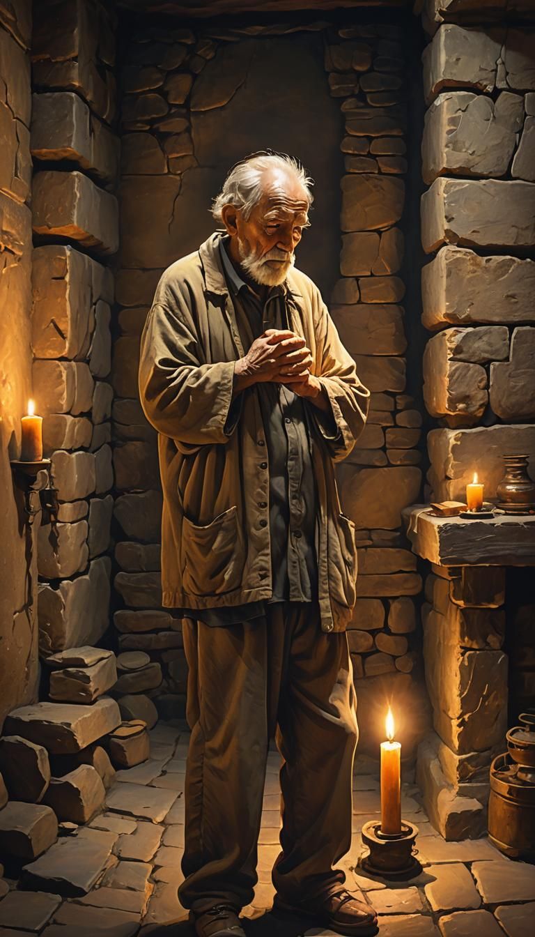 Prayer in Candlelight: Warm Digital Art