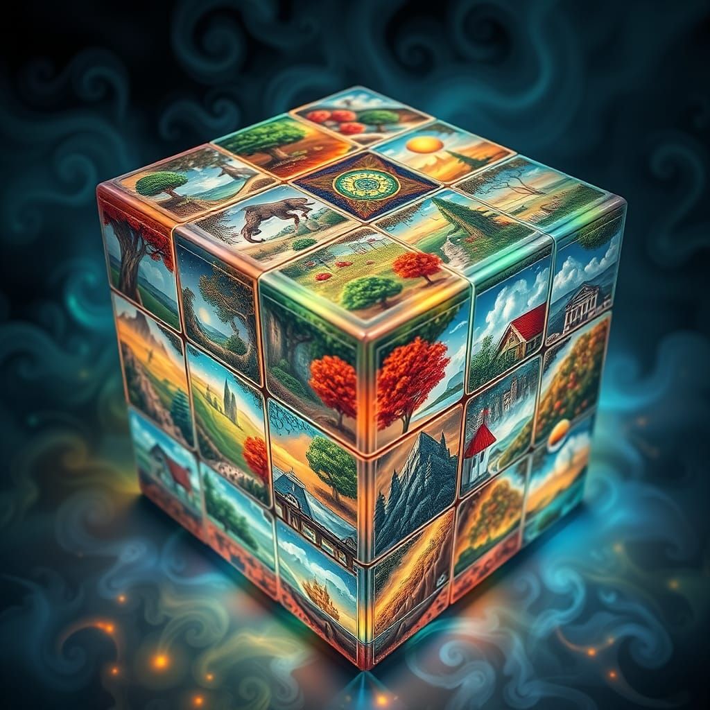 Glowing Rubik's Cube Reveals Miniature Seasonal Scenes