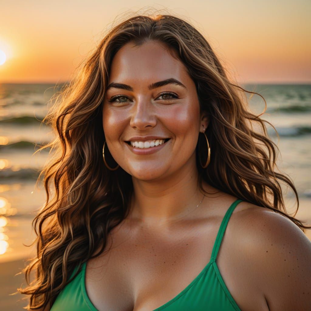 Abstract Portrait of Plus-Sized Woman at Beach