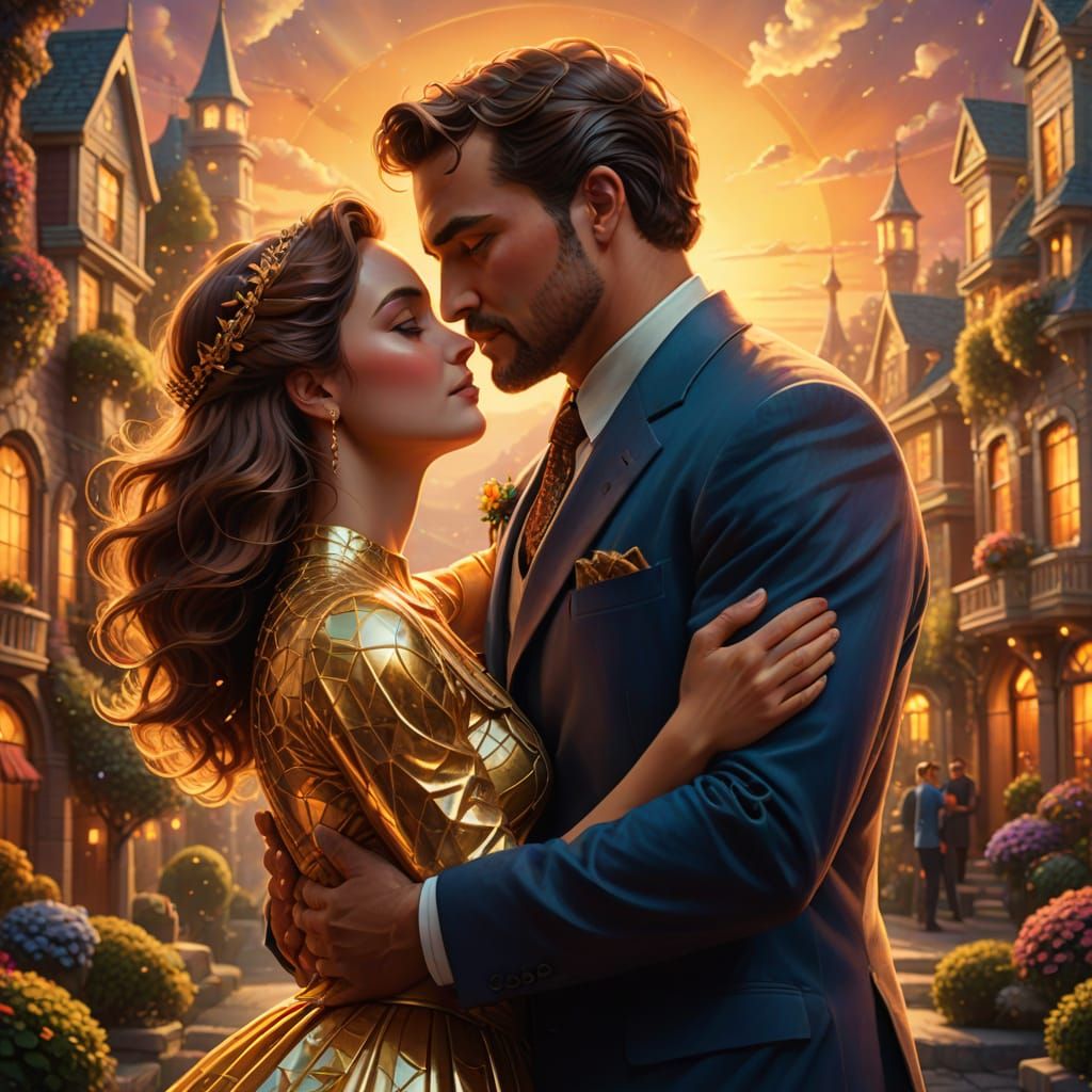 Intimate Embrace: A Surrealist Digital Illustration