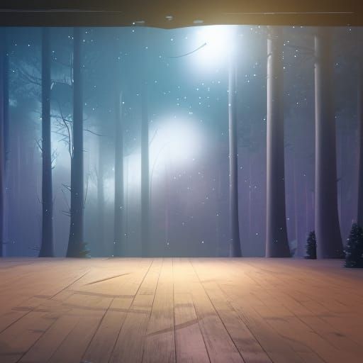 Holographic Forest Room in 3D Game Cinematic Style