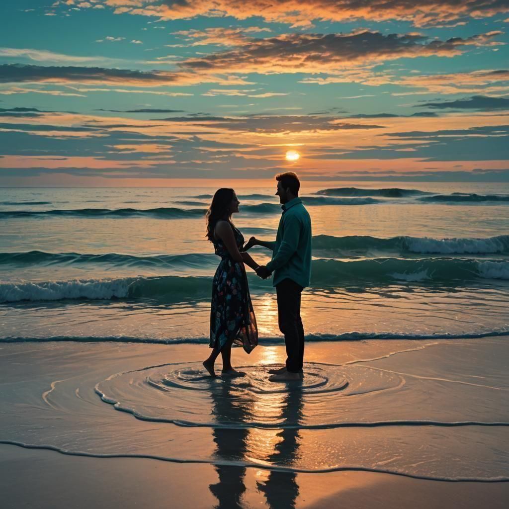 Romantic Beach Proposal at Sunset