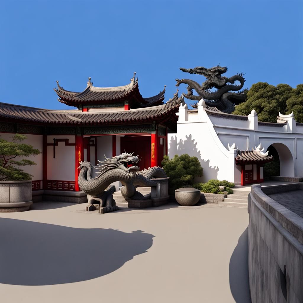 Ming Garden Wall with Dragon, Chinese Architecture