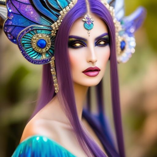 Ethereal Butterfly Woman in Art Nouveau Style