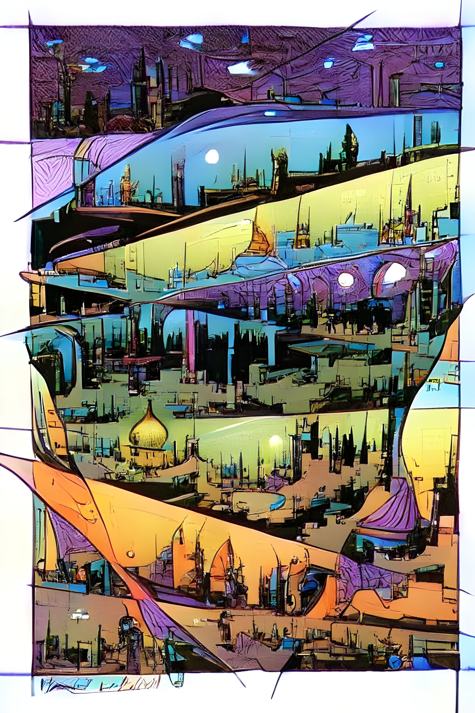 Futuristic Maximalist Dreamscape in Moebius Style