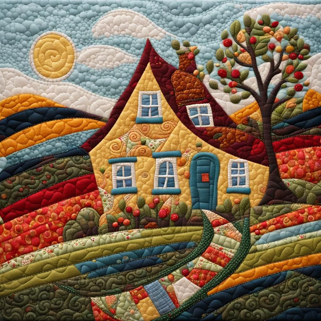 textured quilted landscape the  crooked house