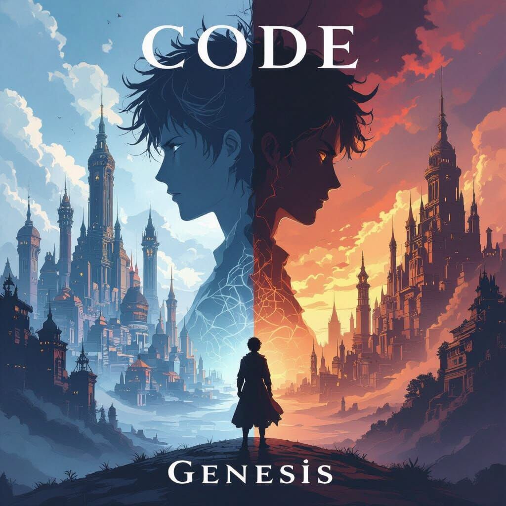 CODE Genesis: Futuristic Anime Key Visual of Harmonious Citi...