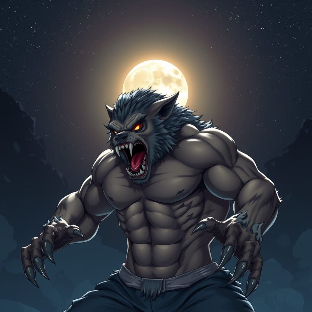 Full Moon Werewolf Bodybuilder Unleashes Fierce Power