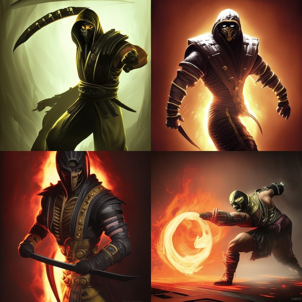 Scorpion Engulfed in Flames in Mortal Kombat 11