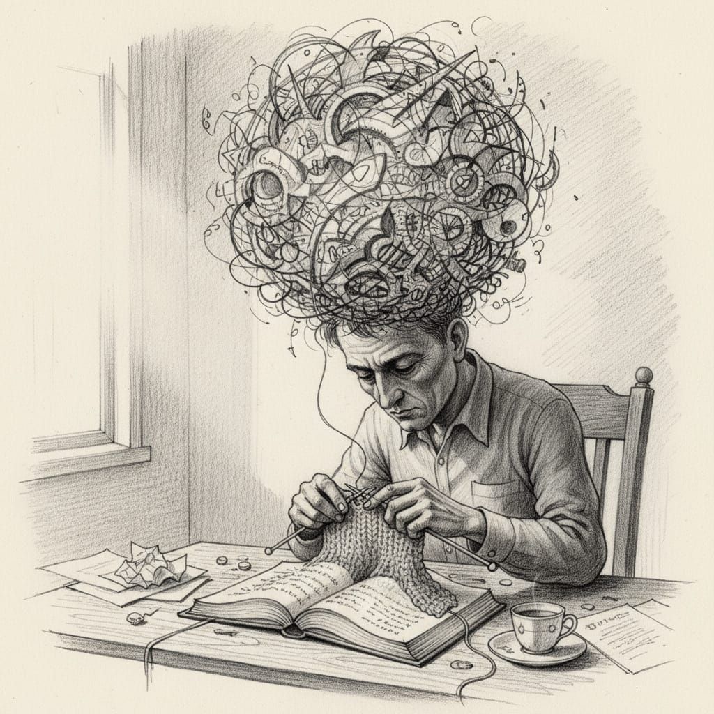 Surreal Writer Knits Book From Thoughts in Pencil and Charco...