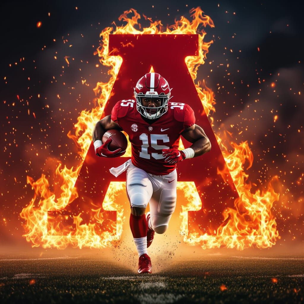Alabama Crimson Tide Runningback in Fiery Action