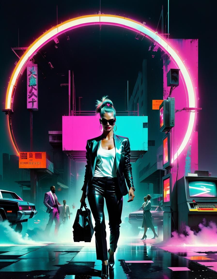 Surreal Miami Vice Brawler in Digital Art Style
