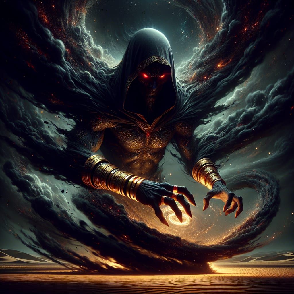 Dark Jinn Emerges in Desert Tornado