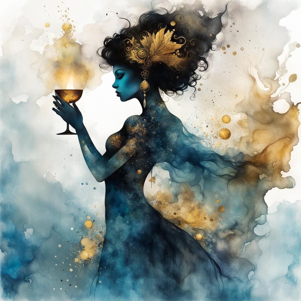 Abstract Gypsy Queen Dancer in Alcohol Ink