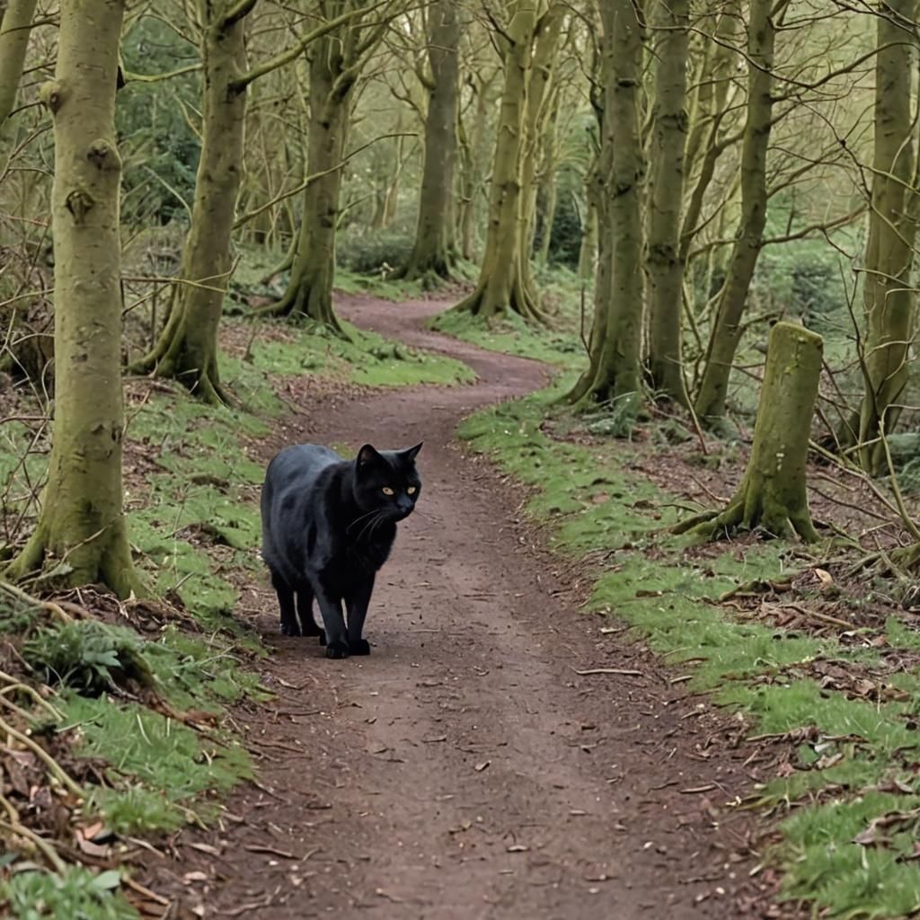A very large black or dark-coated cat spotted at Crowcombe P...
