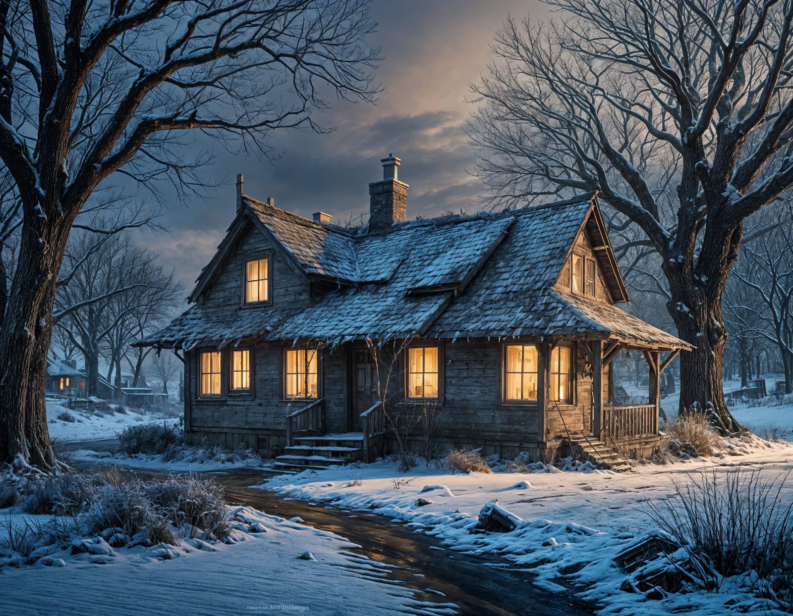 Dilapidated Winter Cottage in Sinister Style