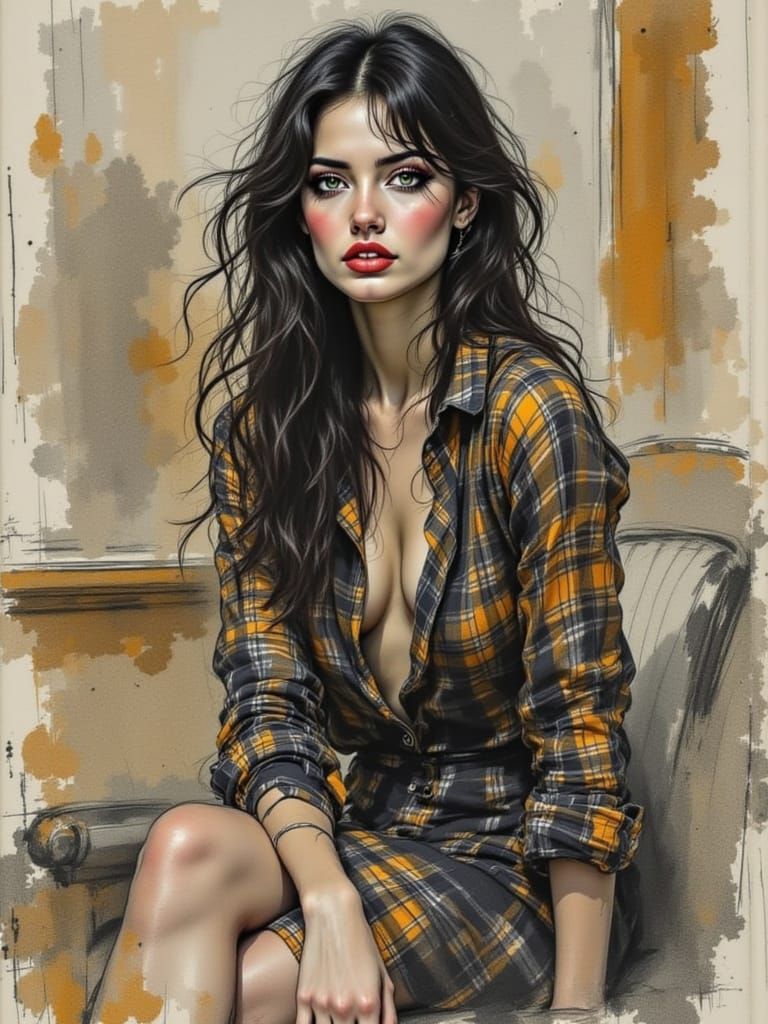 Ethereal Portrait in Soft Watercolor and Charcoal