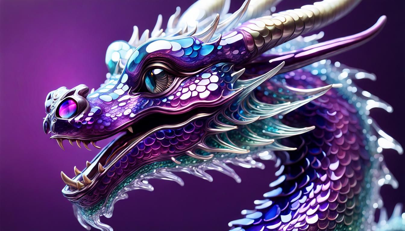 Glass Dragon Portrait in Anime Style