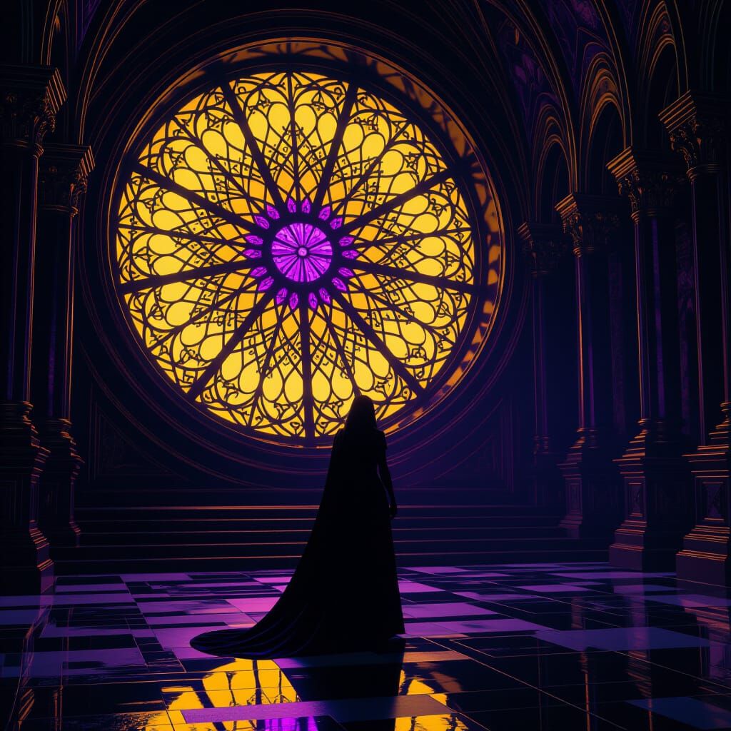 Epic Dark Fantasy Landscape in Purple & Yellow
