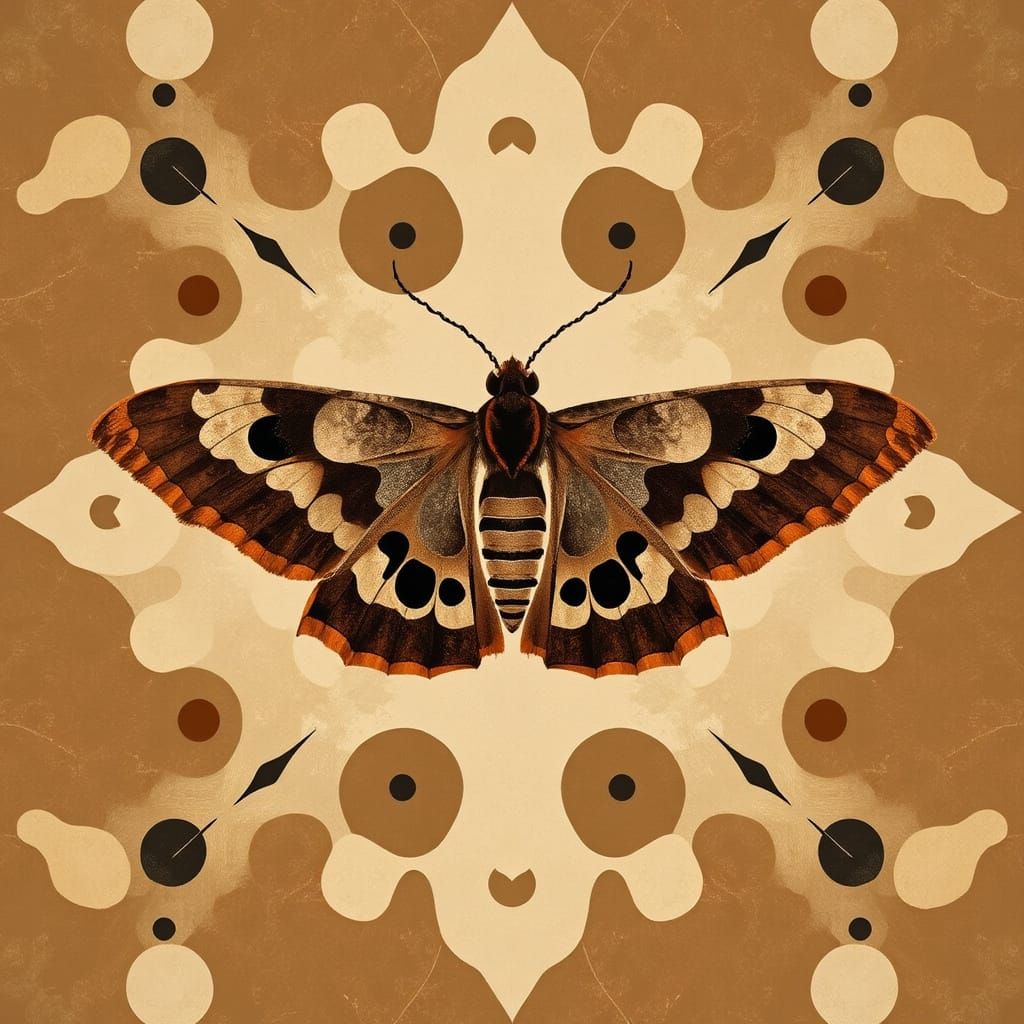 Moth Silhouette in Symmetrical Abstract Expression