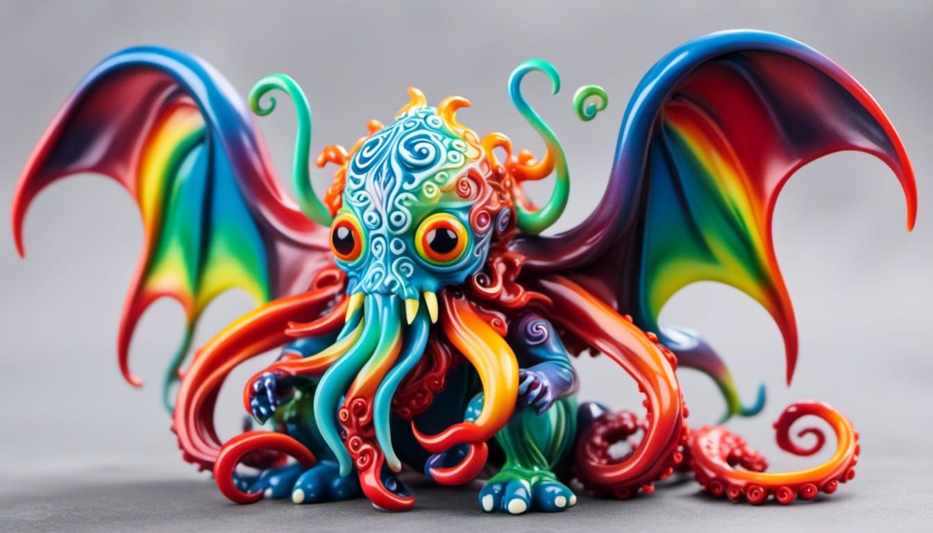 Rainbow Cthulhu Figurine in Anime Style