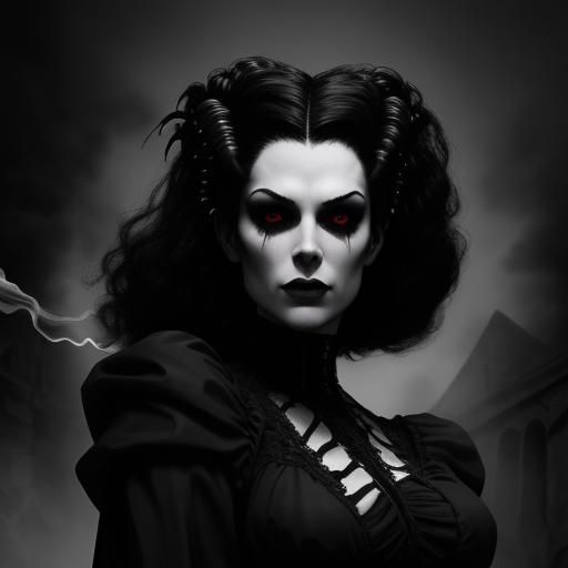 Gothic Bride in Eerie Landscape: Dark Fantasy Artwork