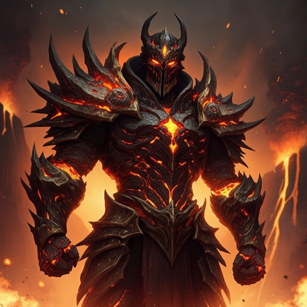 Dark Lord in Lava Armor, Rutkowski Style