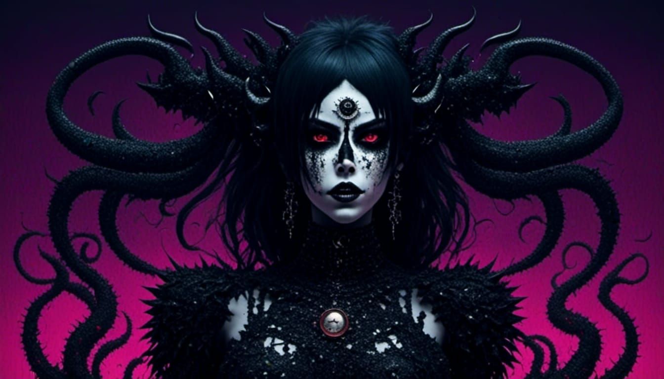 Clockpunk Demon with Twisted Horns and Clockwork Chest