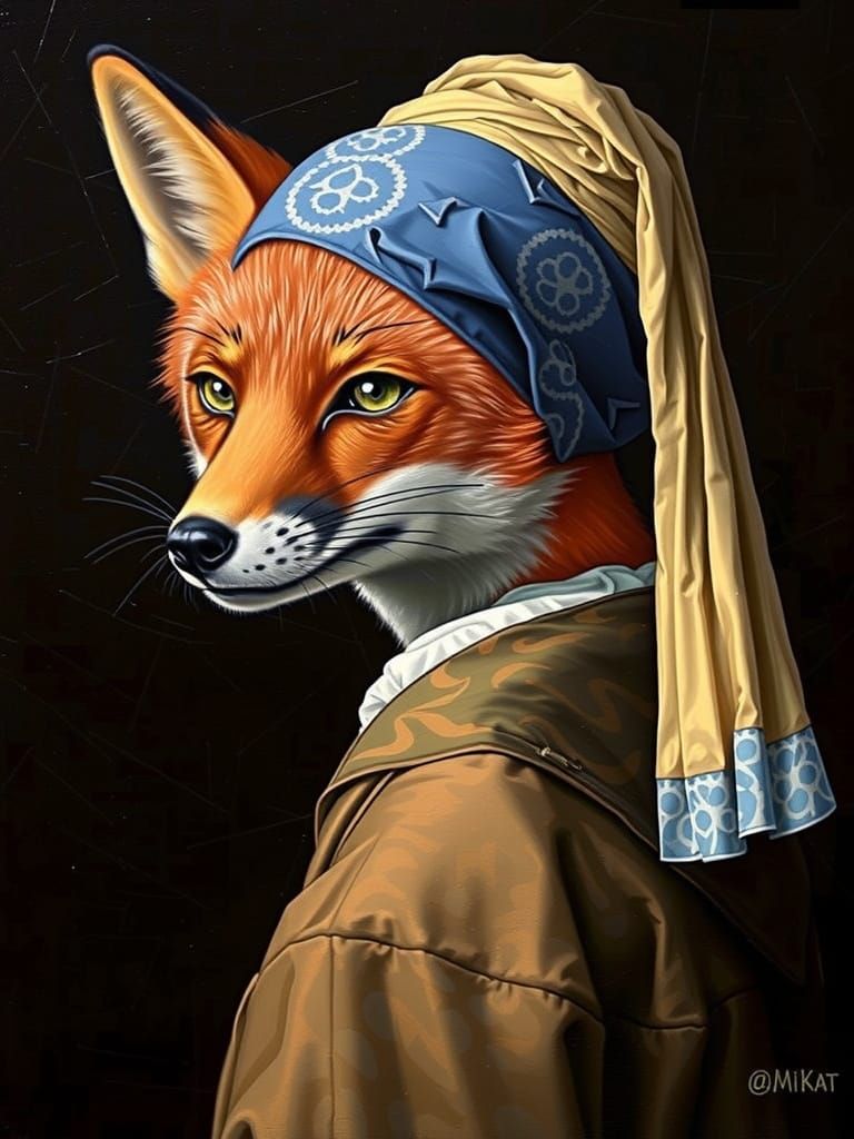 Anthropomorphic Fox in Dutch Masterpiece Style