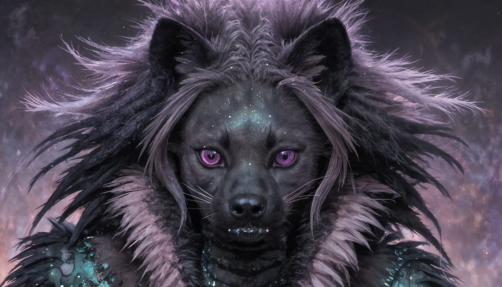 Furry Hyena in Surreal Castle, Photorealistic 64K